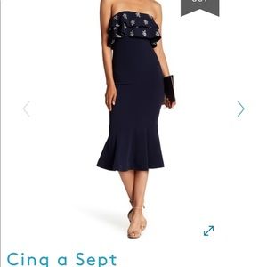 Cinq a Sept Ezra Strapless Embroidered Dress